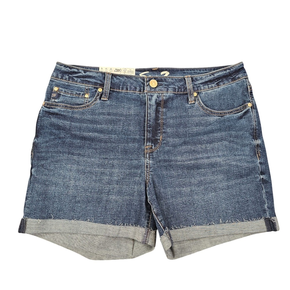Seven7 Weekend Short Divine Dark Wash Cuffed Denim Shorts Size 12 MY3324SR25